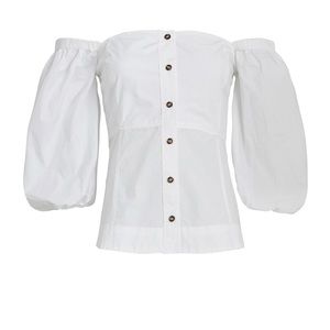 Ganni Puff Sleeve Poplin Top